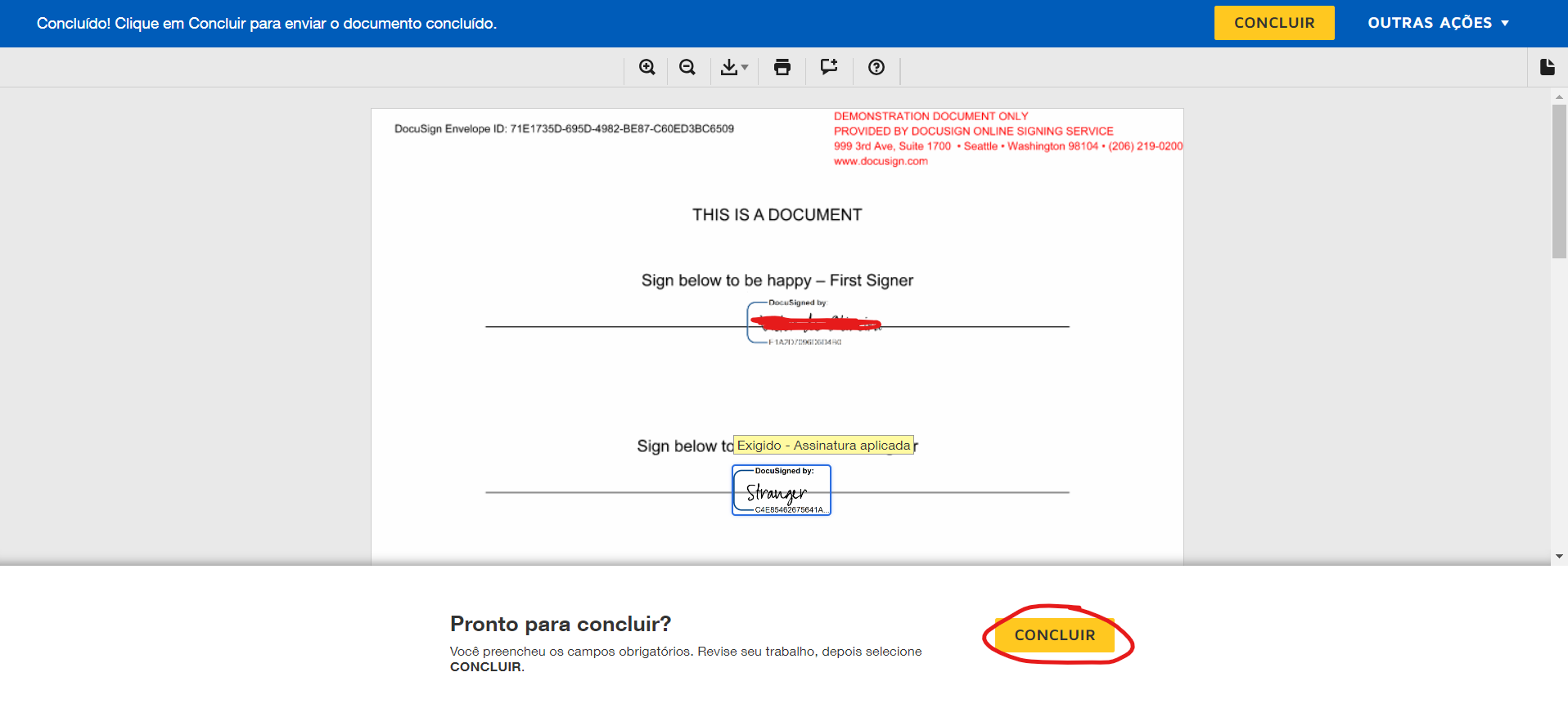 assinando novo email no docusign